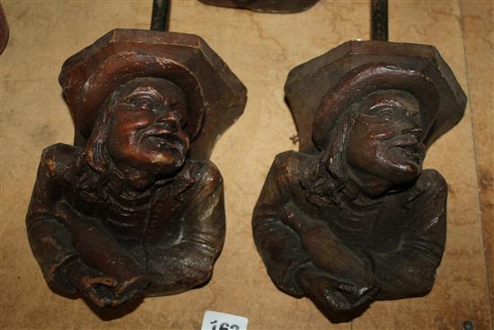 3 carved wall lights